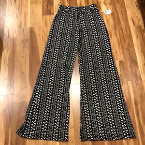 Black and white patterned flare pants